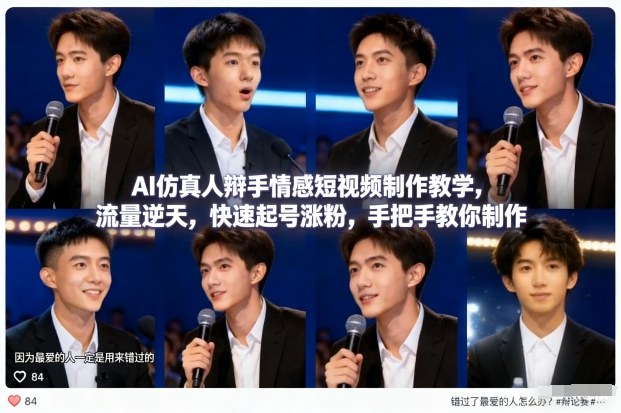 AI仿真人辩手情感短视频制作教学，流量逆天，快速起号涨粉，手把手教你制作-独家科技资源网