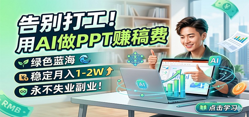 告别打工！用AI做PPT赚稿费，绿色蓝海，稳定月入1-2W，永不失业副业！-独家科技资源网