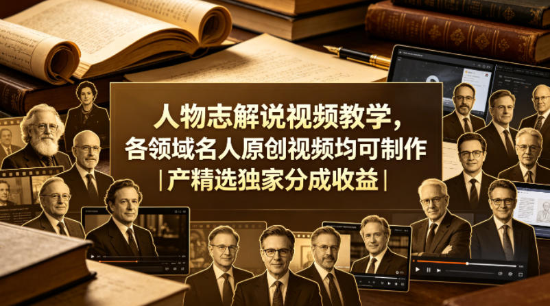 人物志解说视频教学，各领域名人原创视频均可制作丨精选独家分成收益(更新0430)-独家科技资源网