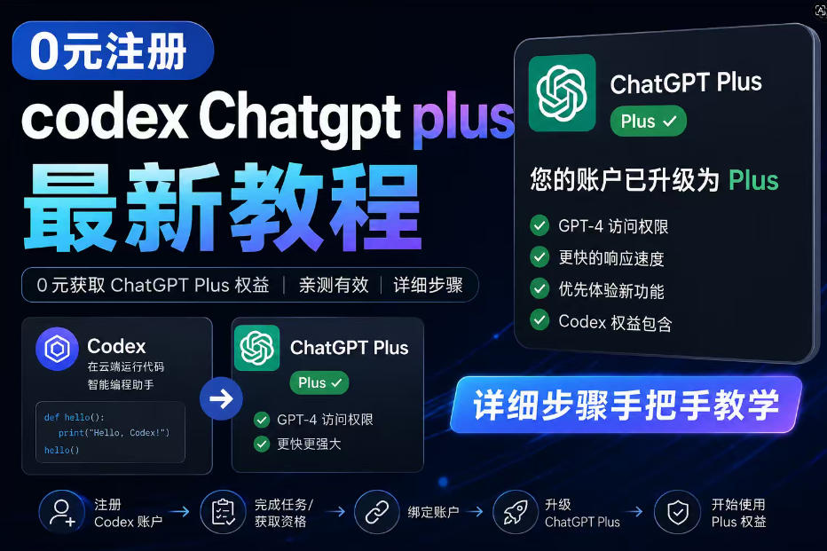 0元全自动注册codex gpt plus最新教程，0元获取GPT Plus权益，手把手详细教学-独家科技资源网