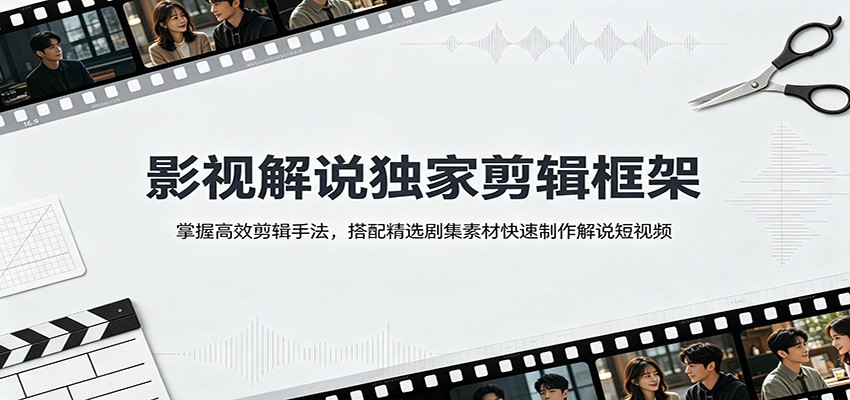 影视解说独家剪辑框架：掌握高效剪辑手法，搭配精选剧集素材快速制作解说短视频-独家科技资源网