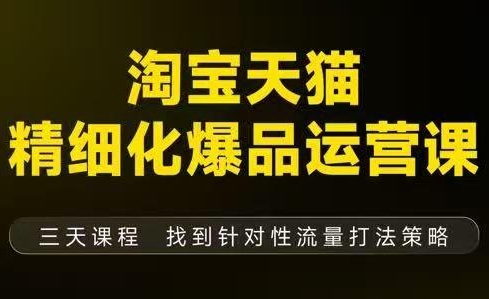 猫课子幽·淘宝天猫精细化爆品运营【音频+字幕+文档】(9月12-14杭州线下课)-独家科技资源网