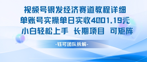视频号银发经济赛道单账号实操单日实收1k+，小白轻松上手长期项目-独家科技资源网