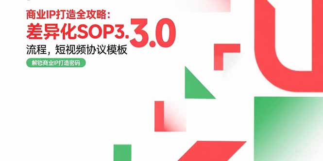 商业IP打造全攻略：差异化SOP3.0流程，短视频协议模板，婚恋项目实战案例-独家科技资源网