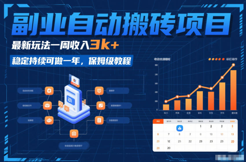 副业自动搬砖项目，最新玩法一周收入3k+，稳定持续可做一年，保姆级教程【揭秘】-独家科技资源网