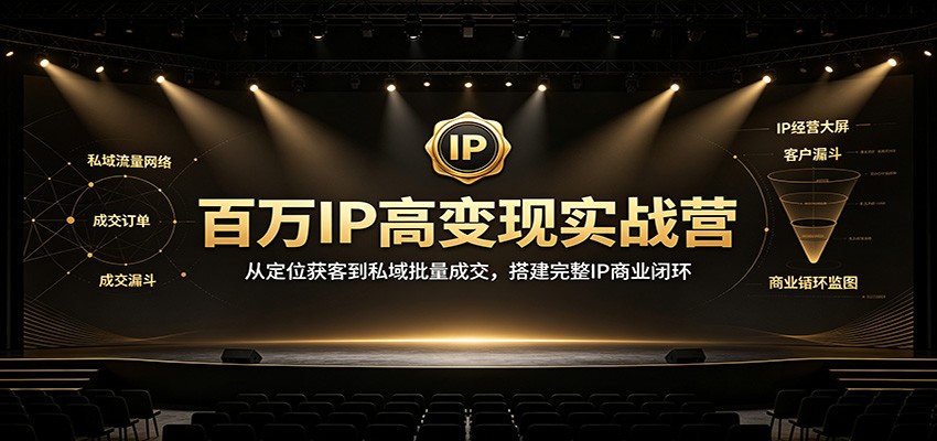 百万IP高变现实战营:从定位获客到私域批量成交,搭建完整IP商业闭环-独家科技资源网
