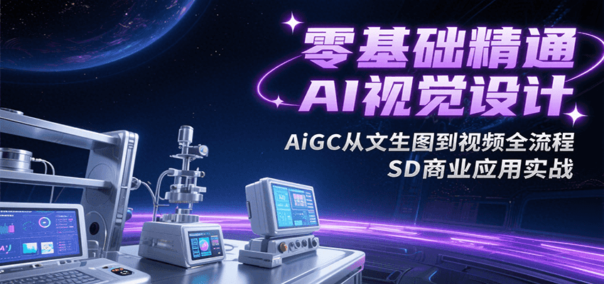 零基础精通AI视觉设计，AiGC从文生图到视频全流程，SD商业应用实战-独家科技资源网
