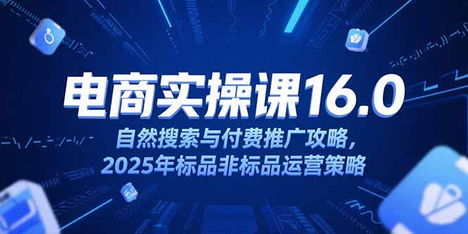 淘宝电商运营课16.0，自然搜索与付费推广攻略，2025年标品非标品运营策略-独家科技资源网