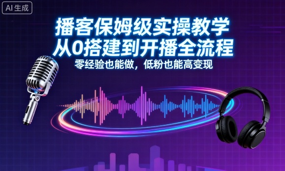播客保姆级实操教学，从0搭建到开播全流程，零经验也能做，低粉也能高变现-独家科技资源网