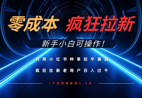 利用小红书种草知乎漏洞，零成本疯狂拉新日入数张，新手小白可操作-独家科技资源网