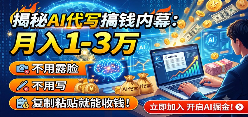 揭秘AI代写搞钱内幕：月入1-3万，不用露脸不用写，复制粘贴就能收钱！-独家科技资源网