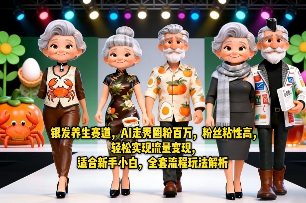银发养生赛道，AI走秀圈粉百万，粉丝粘性高，轻松实现流量变现，适合新手小白，全套流程玩法解析-独家科技资源网