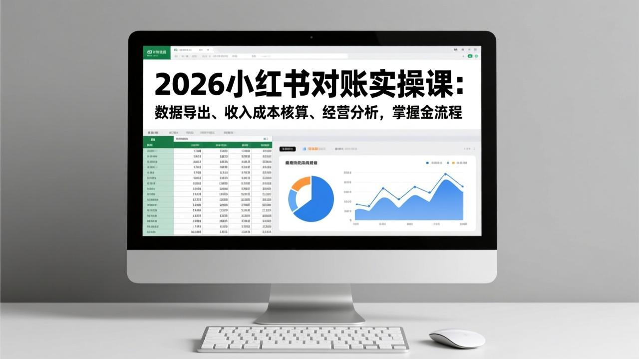2026小红书对账实操课：数据导出、收入成本核算、经营分析，掌握全流程-独家科技资源网
