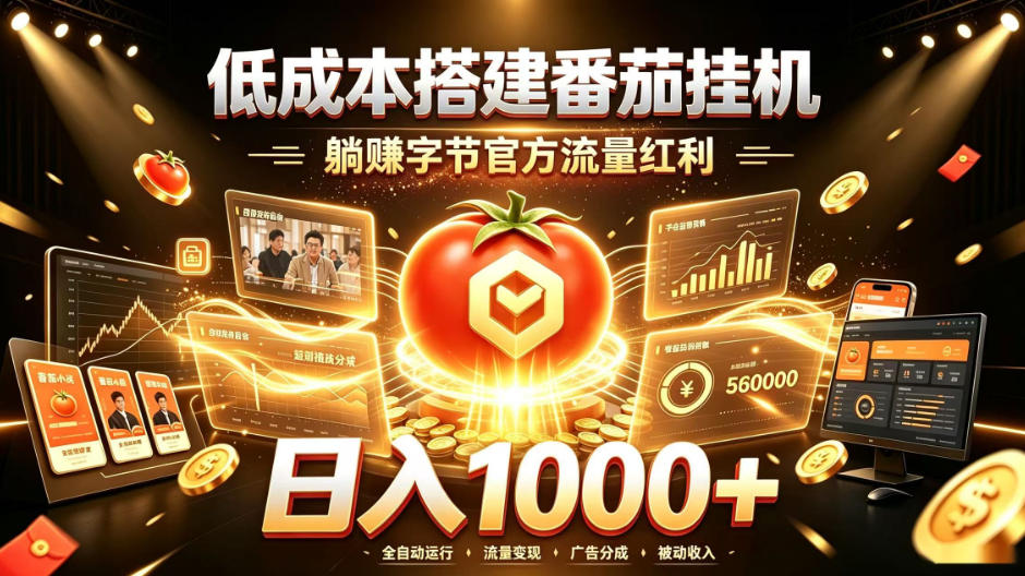 低成本搭建番茄挂G，躺賺字节官方流量红利，日入1k+，全程傻瓜式落地【揭秘】-独家科技资源网