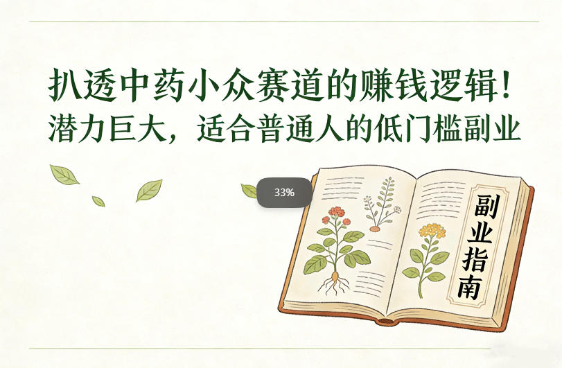 扒透中药小众赛道的賺米逻辑，潜力巨大，适合普通人的低门槛副业-独家科技资源网