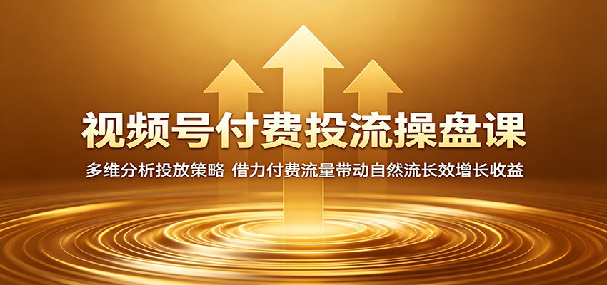 视频号付费投流操盘课:多维分析投放策略,借力付费流量带动自然流长效增长收益-独家科技资源网