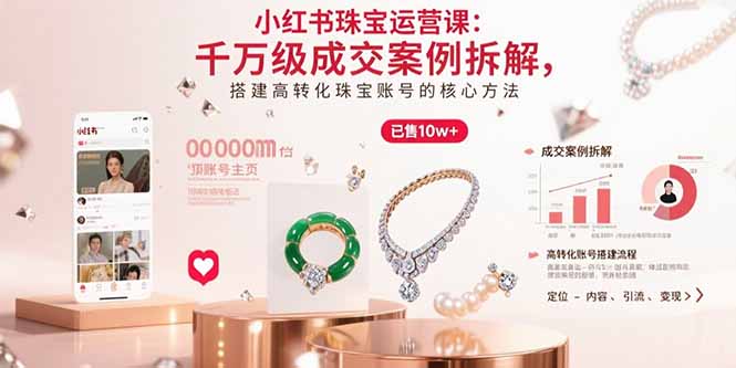 小红书珠宝运营课：千万级成交案例拆解，搭建高转化珠宝账号的核心方法-独家科技资源网