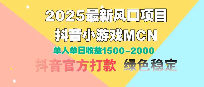 2025最新风口项目 抖音小游戏MCN 单人单日收益1500-2000+-独家科技资源网