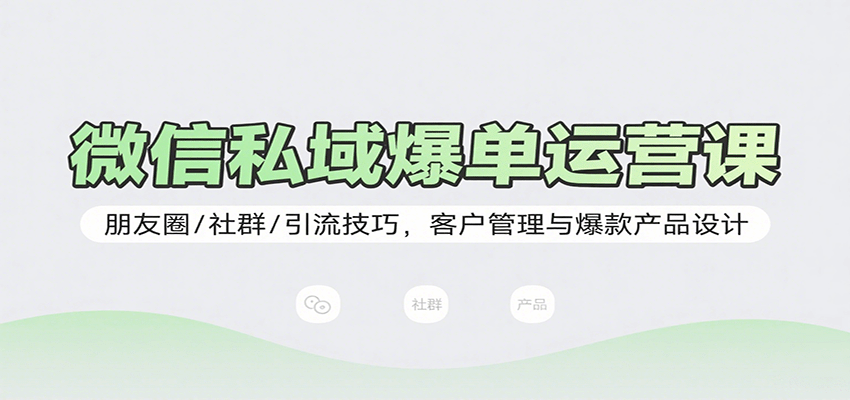 微信私域爆单运营课：朋友圈/社群/引流技巧，客户管理与爆款产品设计-独家科技资源网