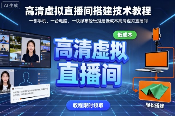 高清虚拟直播间搭建技术教程，一部手机、一台电脑、一块绿布轻松搭建低成本高清虚拟直播间-独家科技资源网