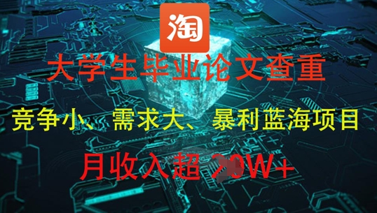 大学生毕业论文查重，暴利蓝海项目，月收入过1W+-独家科技资源网