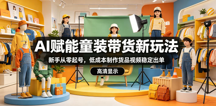AI赋能童装带货新玩法，新手从零起号，低成本制作货品视频稳定出单-独家科技资源网