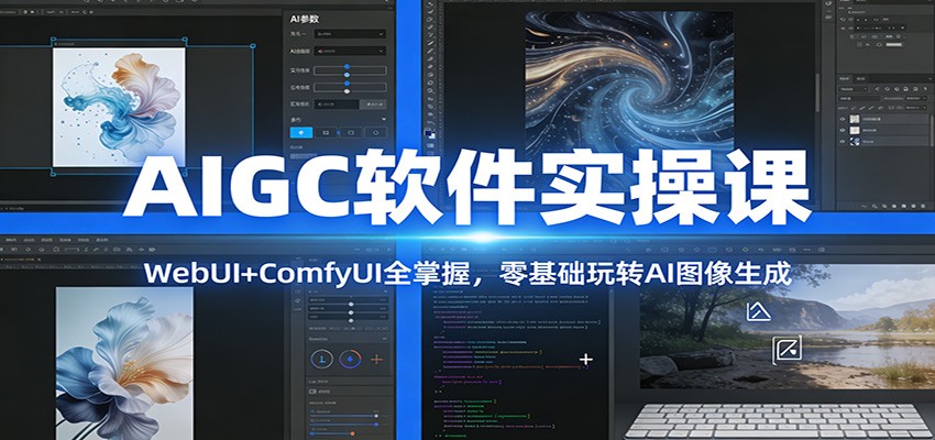 AIGC软件实操课：WebUI+ComfyUI全掌握，零基础玩转AI图像生成-独家科技资源网