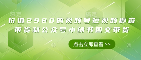 价值2980的视频号短视频橱窗带货和公众号小绿书图文带货-独家科技资源网