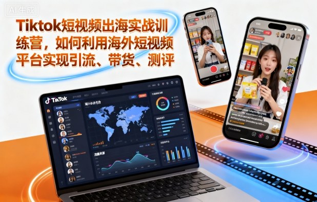 Tiktok短视频出海实战训练营，如何利用海外短视频平台实现引流、带货、测评-独家科技资源网