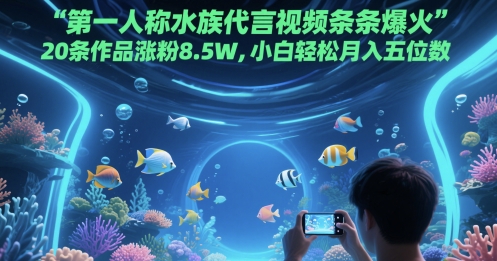 第一人称水族代言视频条条爆火，20条作品涨粉8.5W，小白轻松月入五位数-独家科技资源网