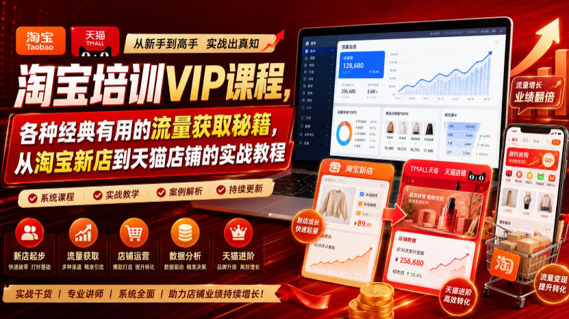 淘宝培训VIP课程,各种经典有用的流量获取秘籍,从淘宝新店到天猫店铺的实战教程(更新10月04日)-独家科技资源网
