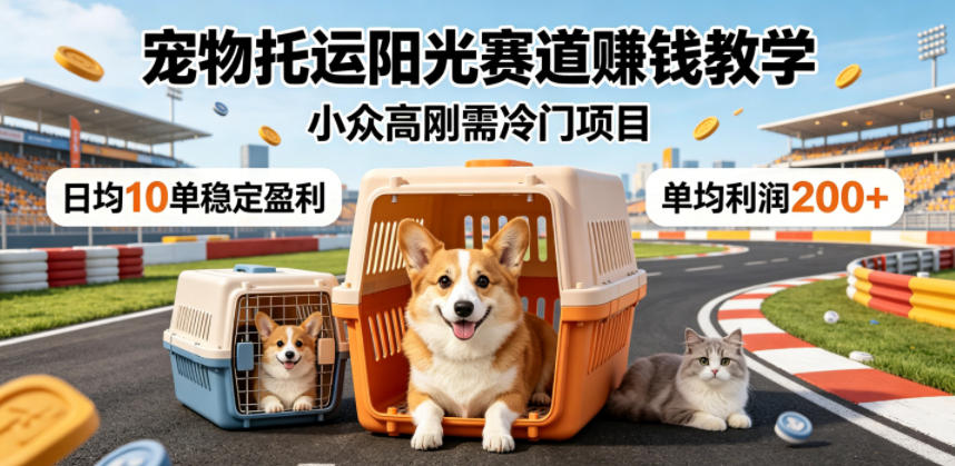 宠物托运阳光赛道賺钱教学,小众高刚需冷门项目,日均10单稳定盈利,单均利润200+-独家科技资源网
