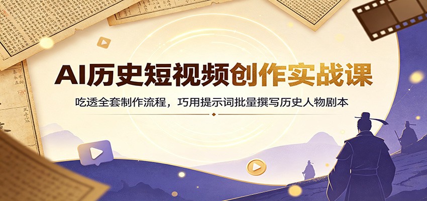 AI历史短视频创作实战课：吃透全套制作流程，巧用提示词批量撰写历史人物剧本-独家科技资源网