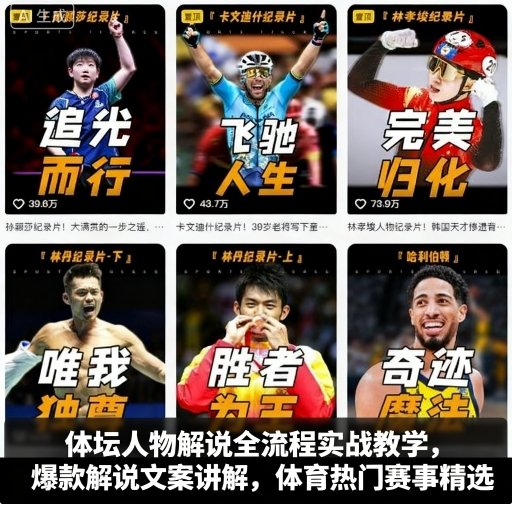 体坛人物解说全流程实战教学，爆款解说文案讲解，体育热门赛事精选-独家科技资源网