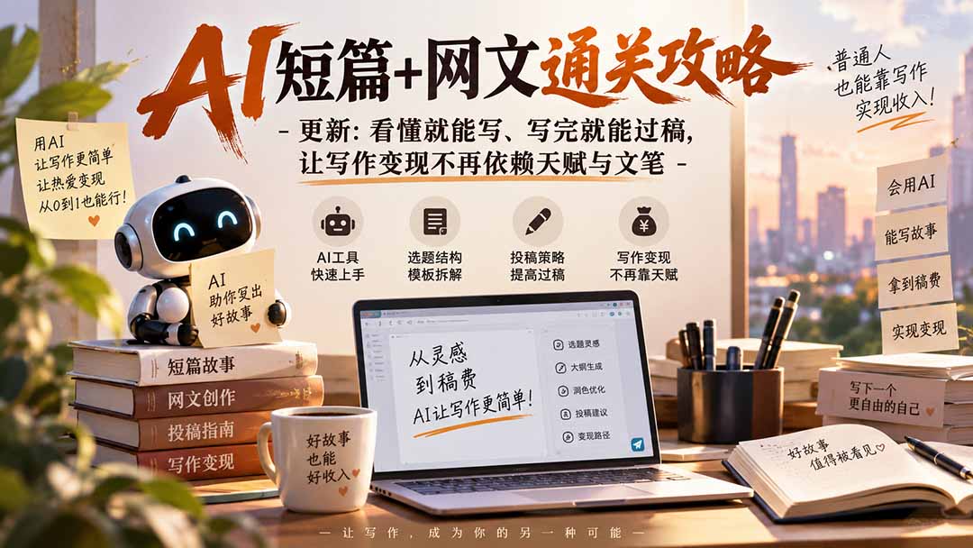 AI短篇+网文通关攻略-更新0921：看懂就能写、写完就能过稿，让写作变现不再依赖天赋与文笔-独家科技资源网