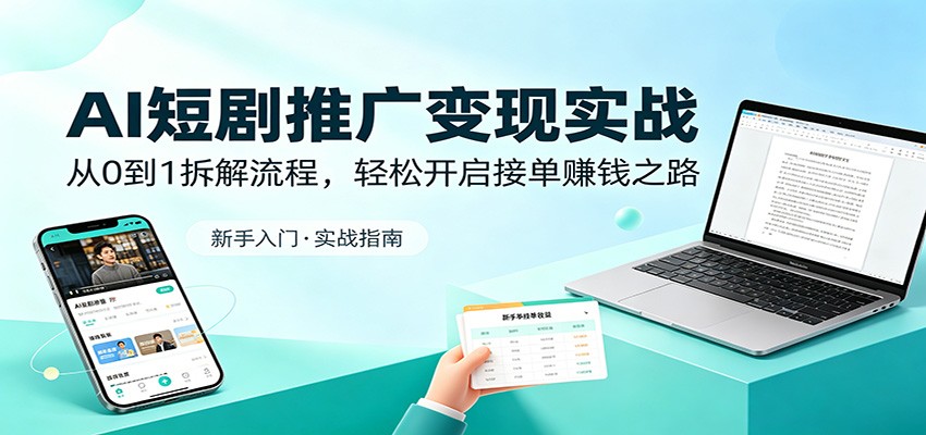 AI短剧推广变现实战：从0到1拆解流程，轻松开启接单赚钱之路-独家科技资源网