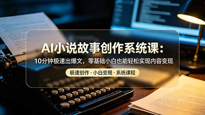 AI小说故事创作系统课：10分钟极速出爆文，零基础小白也能轻松实现内容变现-独家科技资源网