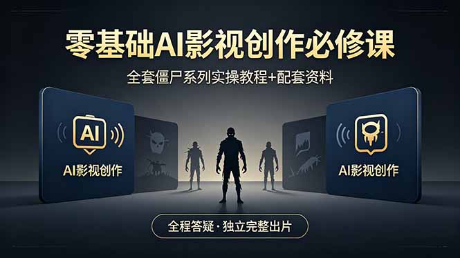 零基础AI影视创作必修课，全套僵尸系列实操教程加配套资料，全程答疑带你独立完整出片-独家科技资源网