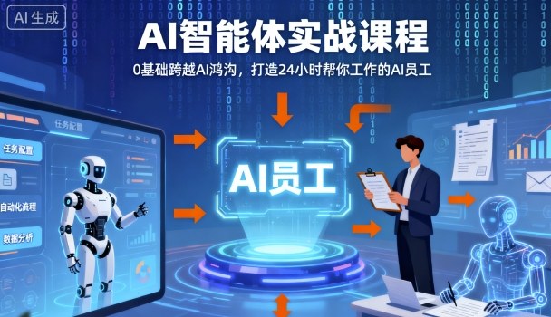 Ai智能体实战课程，0基础跨越Ai鸿沟，打造24小时帮你工作的Ai员工，打破常规，以实战定义Ai-独家科技资源网