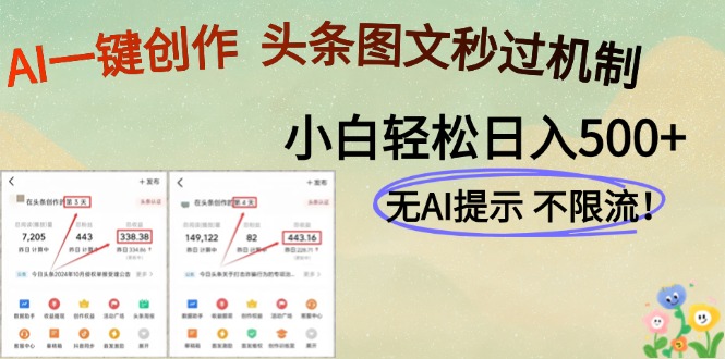 AI黑科技一键创作，头条图文轻松日入500+-独家科技资源网