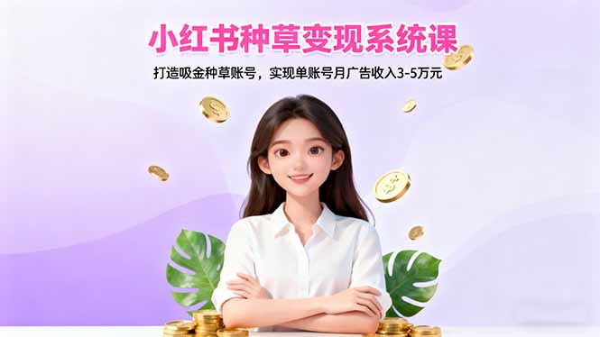 小红书种草变现系统课：打造吸金种草账号，实现单账号月广告收入3-5万元-独家科技资源网