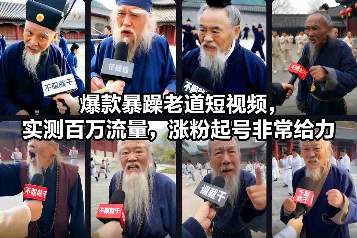 爆款暴躁老道短视频，实测百万流量，涨粉起号非常给力-独家科技资源网