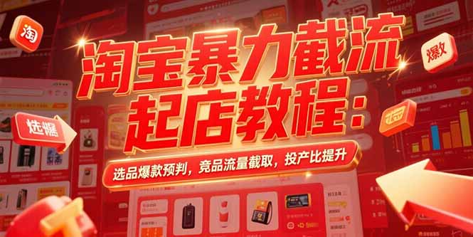 淘宝暴力截流起店教程：选品爆款预判，竞品流量截取，投产比提升-独家科技资源网
