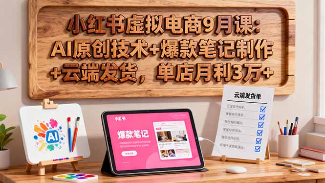 小红书虚拟电商9月课：AI原创技术+爆款笔记制作+云端发货，单店月利3万+-独家科技资源网