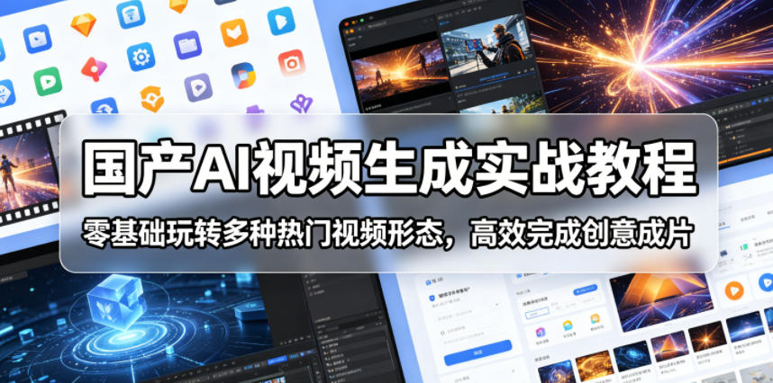 国产AI视频生成实战教程,零基础玩转多种热门视频形态,高效完成创意成片-独家科技资源网