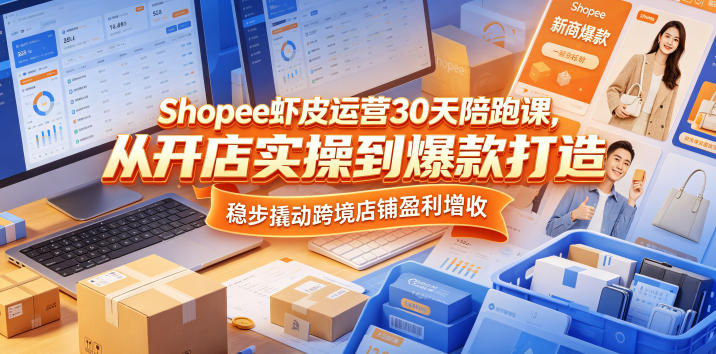 Shopee虾皮运营30天陪跑课，从开店实操到爆款打造，稳步撬动跨境店铺盈利增收-独家科技资源网