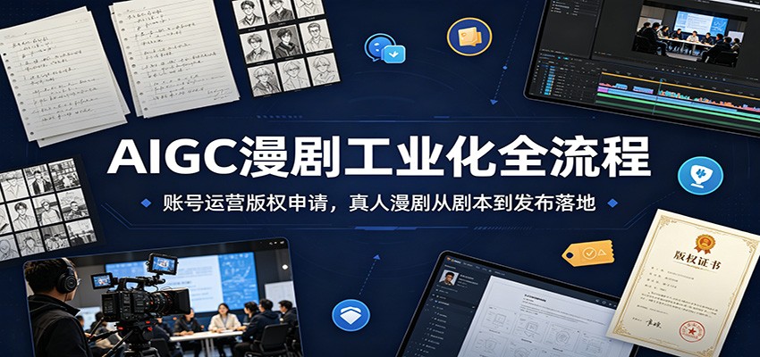 AIGC漫剧工业化全流程：账号运营版权申请，真人漫剧从剧本到发布落地-独家科技资源网