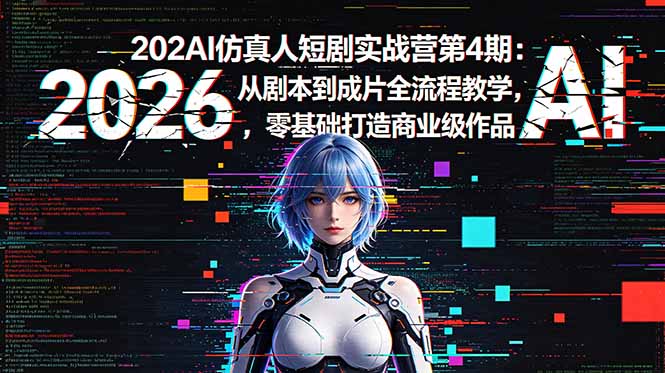 2026AI仿真人短剧实战营第4期:从剧本到成片全流程教学,零基础打造商业级作品-独家科技资源网