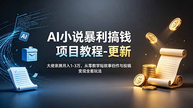 AI小说暴利搞钱项目教程-更新，大佬亲测月入1-3万，从零教学短故事创作与投稿变现全套玩法-独家科技资源网