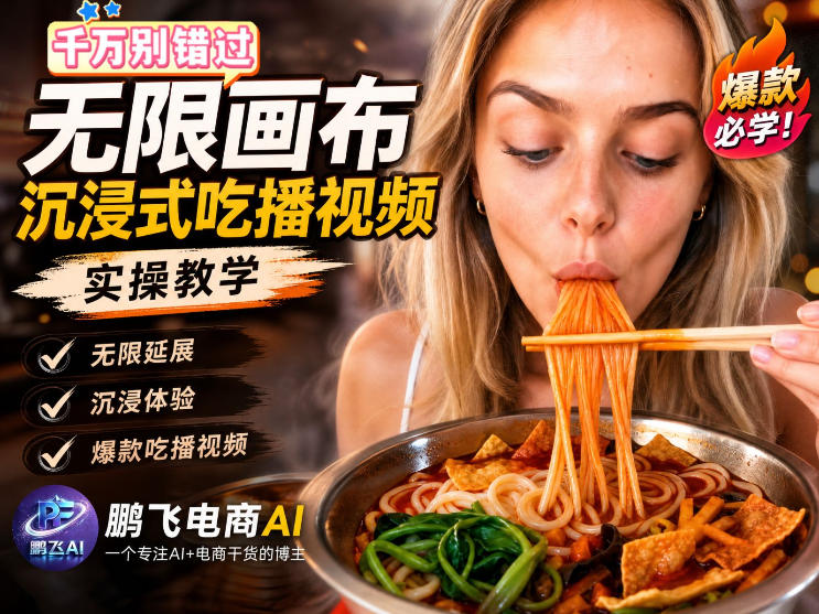 保姆级教程|用AI无线画布做沉浸式吃播,3步直接出片,无线画布工作流,操作简单好上手-独家科技资源网